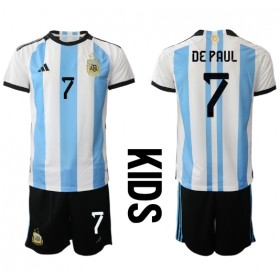 Baby Fußballbekleidung Argentinien Rodrigo de Paul #7 Heimtrikot WM 2022 Kurzarm (+ kurze hosen)